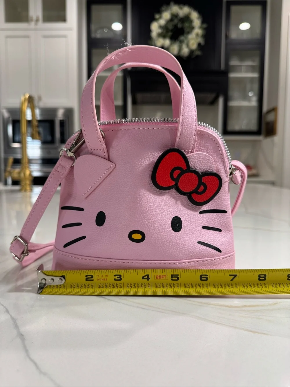 Hello Kitty Kids Pink Character Crossbody Purse with Bow Accent